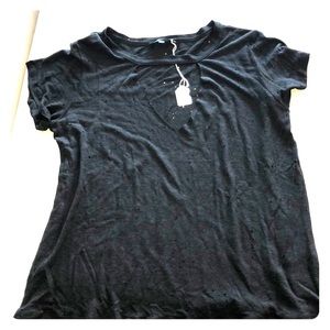 Olivaceous black v-neck distressed t-shirt